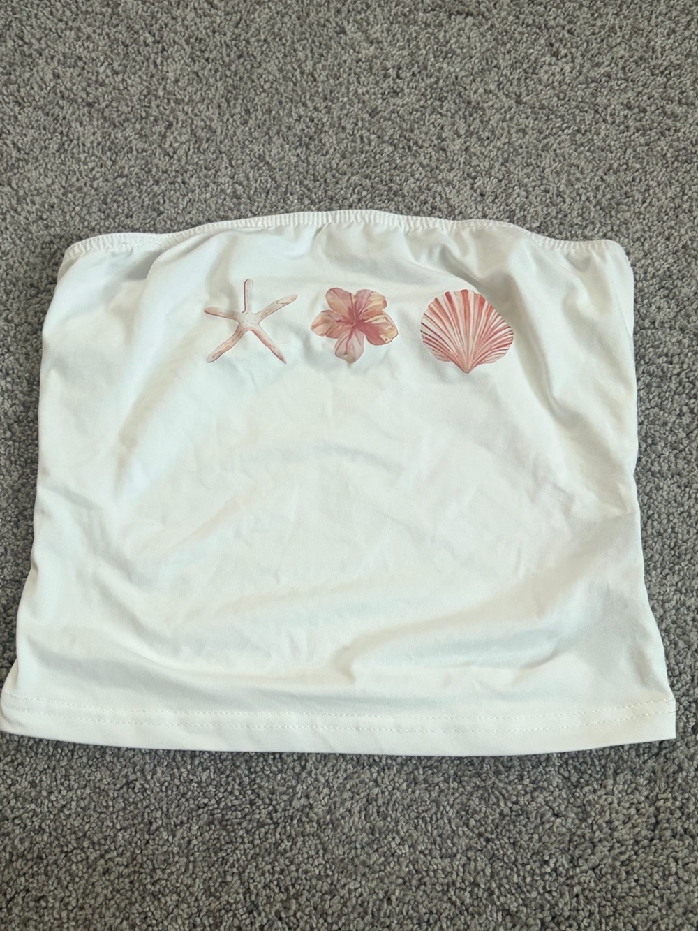 SHEIN White Strapless Tube Top with Pink Shell Accents - Picture 1 of 3